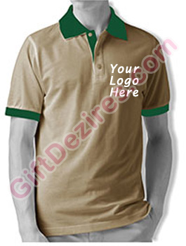 Designer Brown Desert Sand and Green Color Logo Custom T Shirts